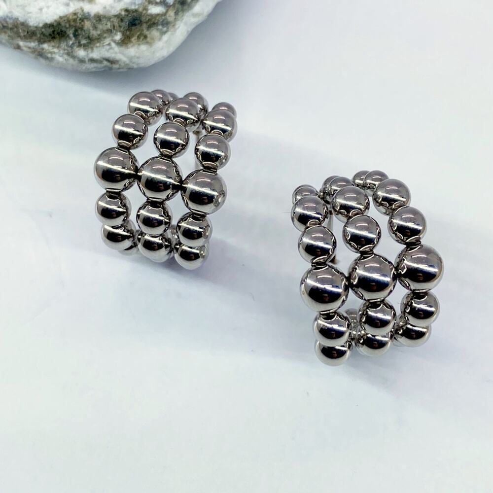 NEW Silver Bubble Hoop Earrings - Picture 10 of 12